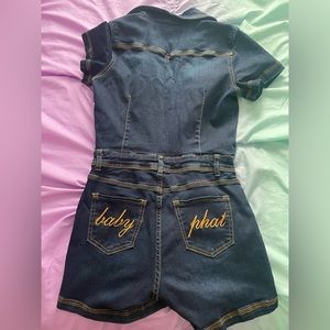 2000s style denim romper